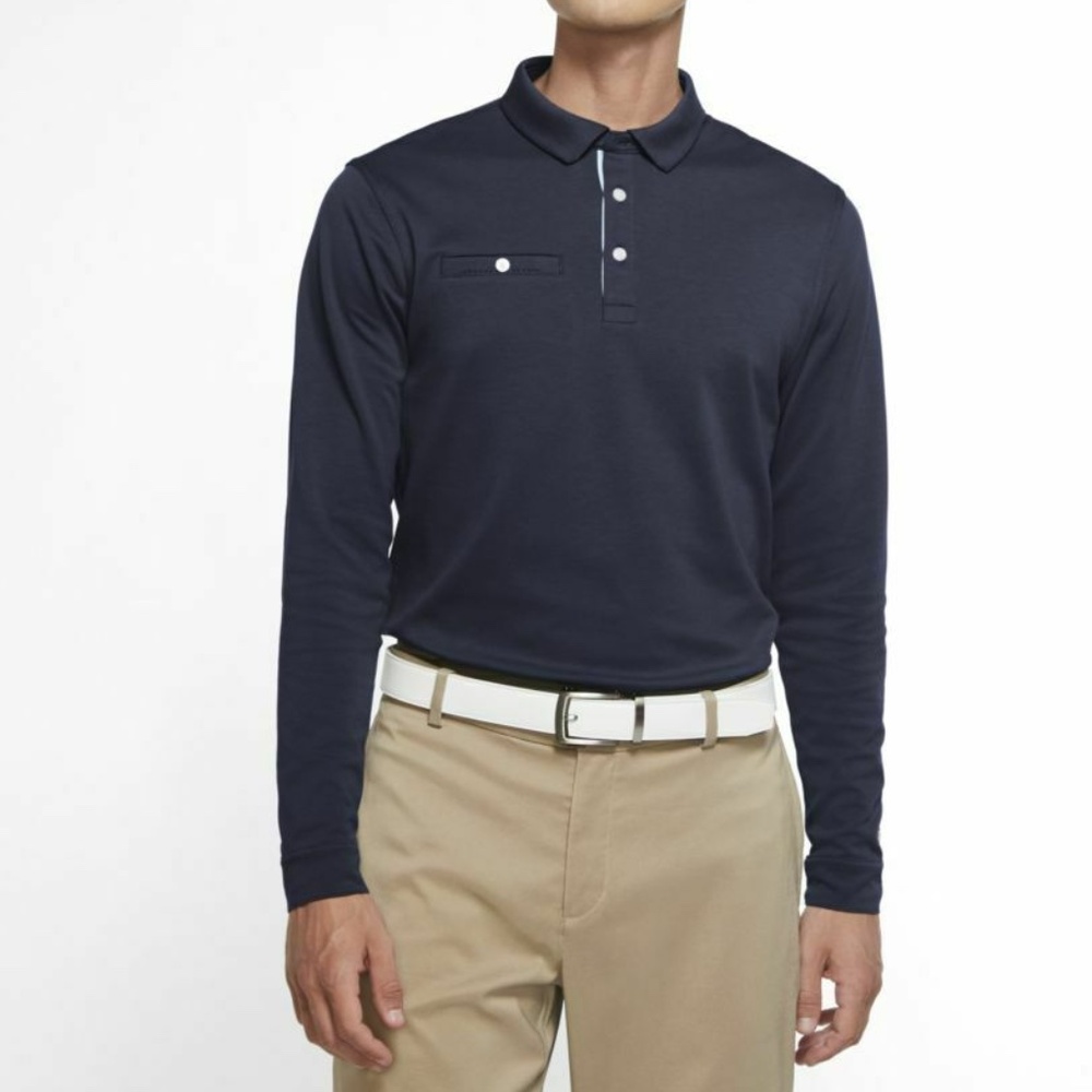 NIke Golf Dri-Fit Player Long-Sleeve Polo CK5907-451 (Navy/Baby Blue)